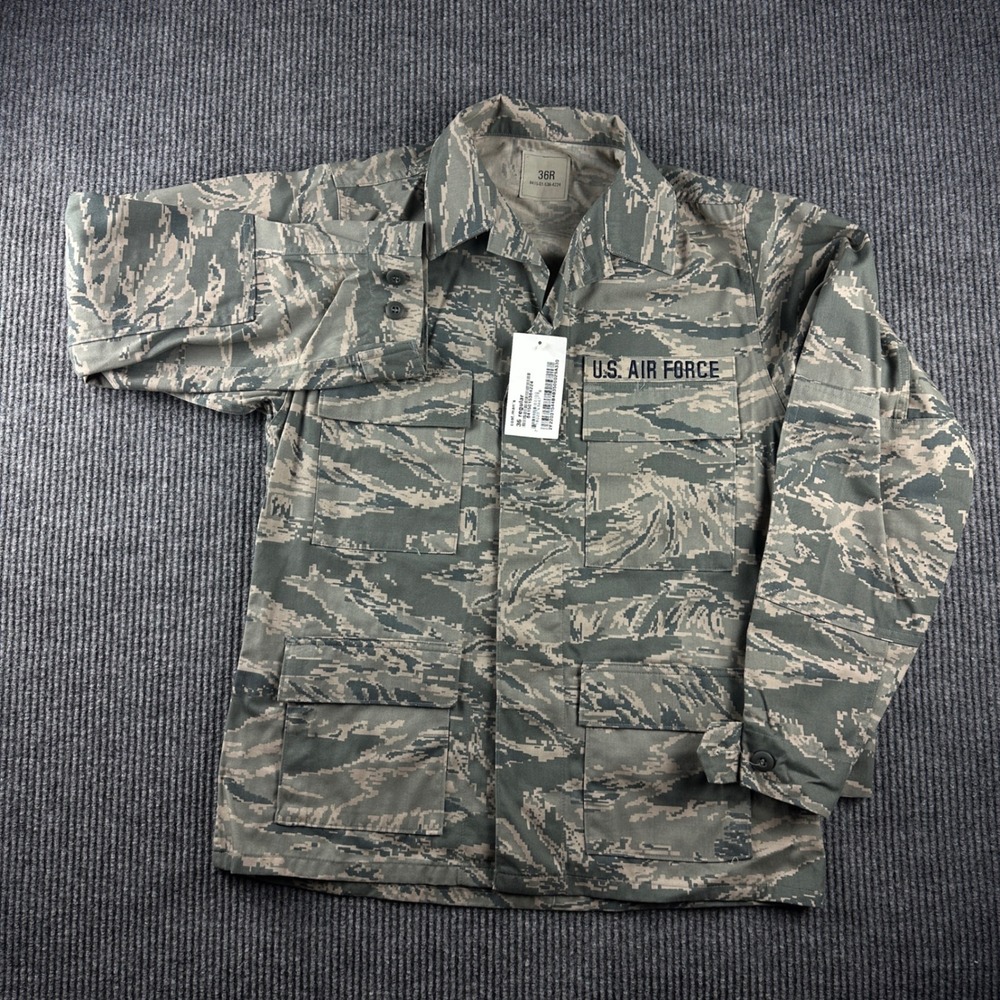 US Air Force ABU Digital Tiger Stripe Camo Utility Field Coat Jacket 36R NEW